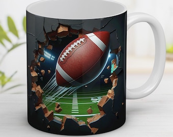 3D Football Mug Wrap: Hole in Wall Design (Digital PNG)