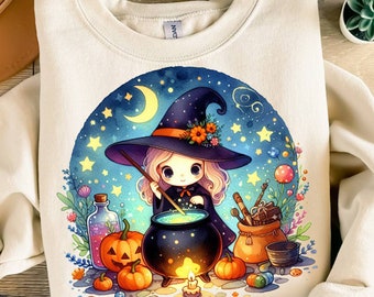Cute Little Witch png, Happy Halloween png, Sublimation Witch PNG, Sublimation Design, Witch Clipart PNG, T-shirt design, Digital Download