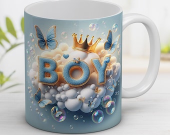 Boy Baby Shower Mug Wrap: Sublimation Design (Digital Download)