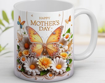 Floral Butterfly Mother's Day Mug Design (Digital Download)