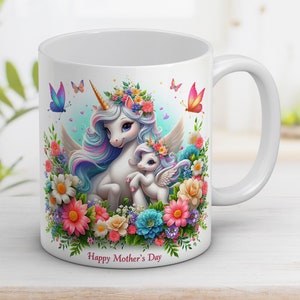 Mutter Einhorn mit Baby Muttertag Geschenk Mug Wrap 11oz und 15oz Mug Design Mug Sublimation Wrap Vorlage Sofortiger digitaler Download PNG