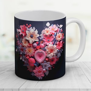 3D Flowers Mug Wrap 11oz and 15oz Mug Design Mug Sublimation Design Mug Wrap Template Instant Digital Download PNG
