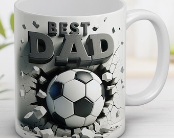 3D Best Dad Mug Wrap Father's day gift 11oz and 15oz Mug, football Dad gift Design Sublimation Wrap Template Instant Digital Download PNG