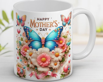 Butterfly Mother's Day Mug: 3D Floral Design (Digital Download)