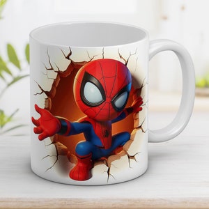 Involucro per tazza 3D Cute Baby Spiderman da 11 once e 15 once, Spiderman PNG, involucro per tazza in cartone animato 3D, arte digitale, design a sublimazione della tazza, PNG digitale istantaneo