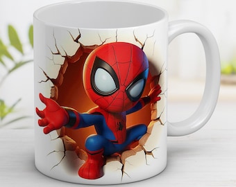 Envoltorio para taza de bebé Spiderman en 3D, imagen PNG de dibujos animados (descarga digital)