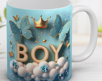 Baby Shower Mug Wrap: Boy Design Sublimation (Digital Download)