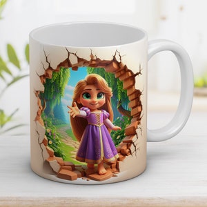 3D Funny Baby Rapunzel Mug Wrap 11oz and 15oz, Cartoon character PNG, 3D Cartoon sublimation, Digital art, Cartoon Design Instant Digital