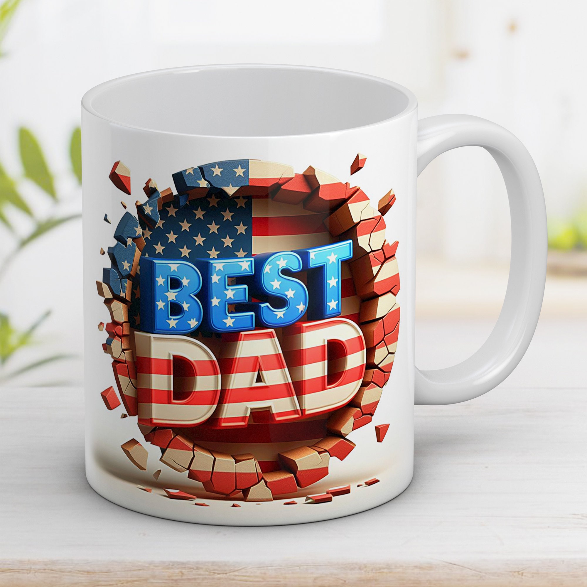 Dad Script Mug 3D Best Dad Mug Wrap Father's Day Gift 11oz & 15oz Mug 3D Hole in a ...