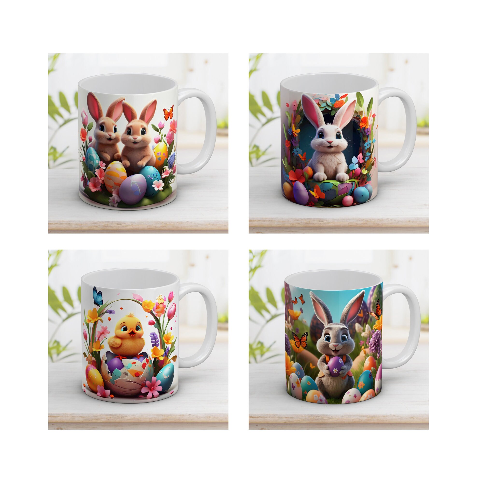 Bunny Easter Mug Wrap Bundle With Eggs and Chicken Mug Wrap Design 11 ...