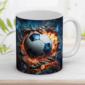 3D Football Mug Wrap PNG: Fan Gift Sublimation Design (Digital Download)