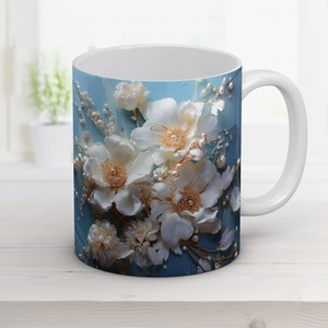 3D Flowers Mug Wrap 11oz and 15oz Mug Design Mug Sublimation Design Mug Wrap Template Instant Digital Download PNG