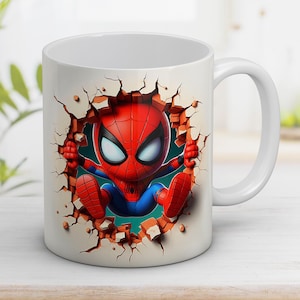 3D süße Baby Spiderman Becherverpackung 11 Unzen und 15 Unzen, Spiderman PNG, 3D-Karikaturbecherverpackung, digitale Kunst, Bechersublimationsdesign, sofortiger digitaler PNG