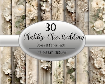 Shabby Chic Wedding Paper: Vintage Floral Ephemera (Digital Download)
