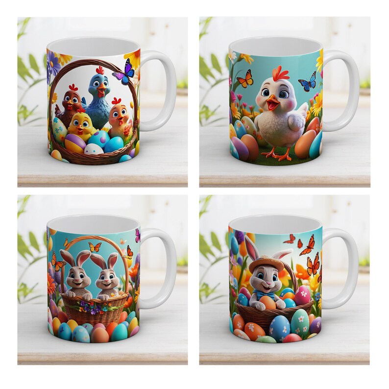 Bunny Easter Mug Wrap Bundle With Eggs and Chicken Mug Wrap Design 11 ...