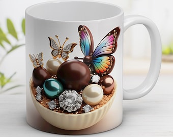 Butterfly Candy Truffle Mug Wrap: 11oz 15oz Mug Design (Digital Download)