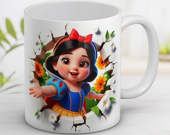 Envoltorio de taza de Blancanieves: Divertido diseño de dibujos animados en 3D (Descarga digital)