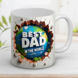3D Best Dad in the World Becherverpackung Vatertagsgeschenk 11 Unzen und 15 Unzen Becher 3D Loch in einer Wand Design Sublimation Wrap Vorlage Sofortiger digitaler Download