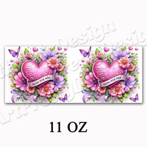 3D Heart Mom por Mãe Mug Wrap Bundle 11 and 15 Oz Happy Mother's Day with Design Sublimation Mug Templater Instant Digital Download PNG zdjęcie 7