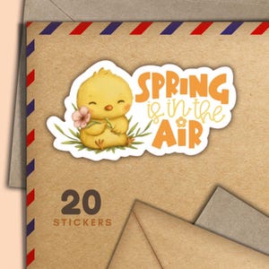 Adesivi Spring Chicky, set di 20 fiocchi adesivi di posta felice, graziosi articoli per amici di penna per etichette di posta ordinaria per decorare buste