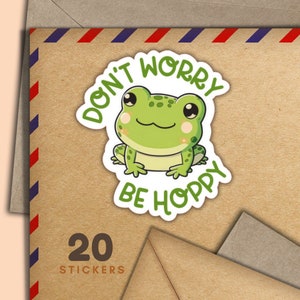 Hoppy Frog Aufkleber, Set mit 20 fröhlichen Mail Aufklebern, niedliches Penpal Zubehör für Schneckenpost-Etiketten zum Dekorieren von Umschlägen