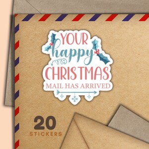 I tuoi adesivi postali di Natale, set di 20 fiocchi di adesivi postali allegri, forniture per amici di penna festivi per etichette postali per decorare buste