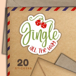 Adesivi Jingle all the way, set di 20 fiocchi adesivi Happy Mail, forniture per amici di penna festivi per etichette di posta ordinaria per decorare buste