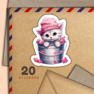 Adesivi Buckets of Love, set di 20 fiocchi di adesivi per posta felice, graziosi articoli per amici di penna per etichette di posta ordinaria per decorare buste