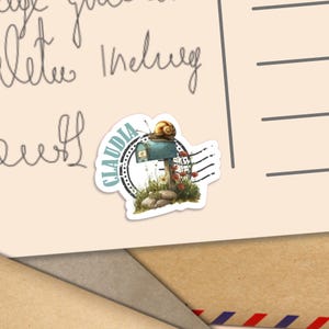 Snail on Mailbox Tiny Name stickers for postcards, Pack of Postcrossing meet up sticker flakes, Penpal supplies for snail mail