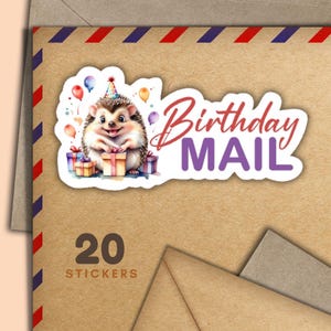20 Geburtstag Aufkleber, Set mit 20 Happy Mail Aufklebern, süßes Penpal Zubehör für Schneckenpost-Etiketten zum Dekorieren von Umschlägen