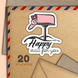 Adesivi rosa per cassette postali, set di 20 adesivi a forma di fiocchi di posta allegra, graziosi articoli per amici di penna per etichette di posta ordinaria per decorare buste