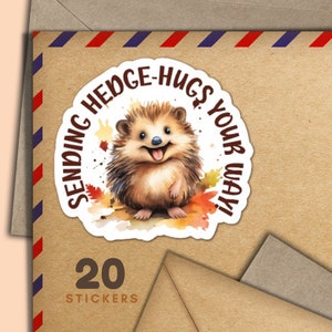 Adesivi Happy Hedge Hugs, set di 20 fiocchi adesivi Happy Mail, graziosi articoli per amici di penna per etichette di posta ordinaria per decorare buste