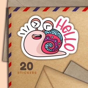 Adesivi colorati a forma di lumache scarabocchiate, set di 20 fiocchi di adesivi per posta allegra, graziosi articoli per amici di penna per etichette di posta ordinaria per decorare buste