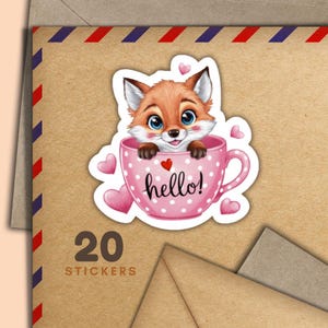 Adesivi Hello Mugs, set di 20 fiocchi adesivi Happy Mail, graziosi articoli per amici di penna per etichette di posta ordinaria per decorare buste