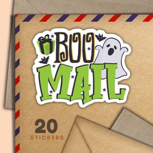 Adesivi Boo Mail, set di 20 fiocchi adesivi Happy Mail, forniture per amici di penna di Halloween per etichette di posta ordinaria per decorare buste