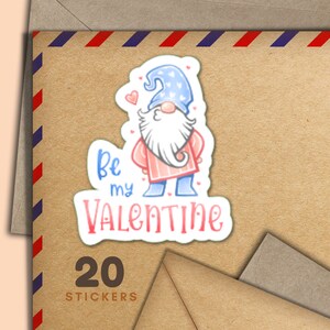 Adesivi a forma di gnomo di San Valentino, set di 20 adesivi a forma di fiocchi di posta allegra, graziosi articoli per amici di penna, etichette per posta ordinaria per decorare buste