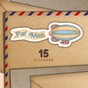 Set Zeplin di 15 adesivi lunghi, fiocchi di adesivi per buste di posta felice, forniture per amici di penna per posta ordinaria, piccoli adesivi per decorare le lettere