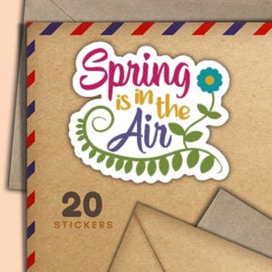 Adesivi con citazioni primaverili colorate, set di 20 fiocchi adesivi di posta felice, graziosi articoli per amici di penna per etichette di posta ordinaria per decorare buste
