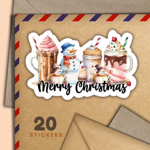 Adesivi di Natale, set di 20 fiocchi di adesivi di posta felice, forniture per amici di penna festivi per etichette di posta ordinaria per decorare buste