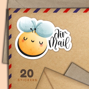 Adesivi Air Mail Bees, set di 20 fiocchi adesivi di posta felice, graziosi articoli per amici di penna per etichette di posta ordinaria per decorare buste