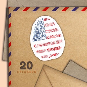 Adesivi con impronte digitali americane, set di 20 adesivi Happy Mail, simpatici articoli per amici di penna per etichette di posta ordinaria per decorare buste e lettere.
