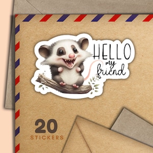 Adesivi simpatici Critter, set di 20 fiocchi adesivi di posta felice, graziosi articoli per amici di penna per etichette di posta ordinaria per decorare buste