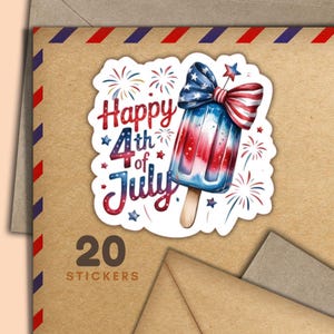 Bow and Ice Lolly stickers, Set of 20 happy mail sticker flakes, Cute penpal supplies for snailmail label to decorate envelope & letters