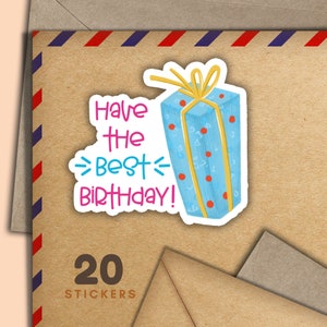 Adesivi per auguri di compleanno, set di 20 fiocchi adesivi per posta felice, graziosi articoli per amici di penna per etichette di posta ordinaria per decorare buste