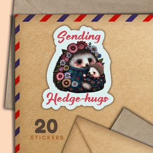 Adesivi Blue Hedgehugs, set di 20 fiocchi adesivi di posta felice, graziosi articoli per amici di penna per etichette di posta ordinaria per decorare buste