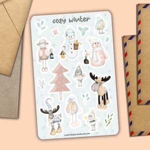 Winter Stickerbogen, Aufkleberbogen für Planer Journals Kalender Scrapbooking
