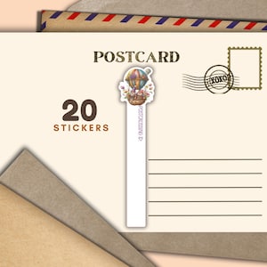 Gnome Heißluftballon Postcrossing ID Aufkleber 20er Set, fröhliche Mail Aufkleberflocken für Postkarten, Lange ID Nummern Etiketten