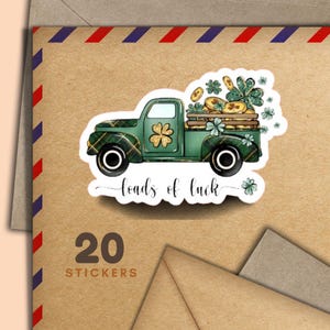 Adesivi per camion St Pats, set di 20 fiocchi di adesivi per posta felice, graziosi articoli per amici di penna per etichette di posta ordinaria per decorare buste