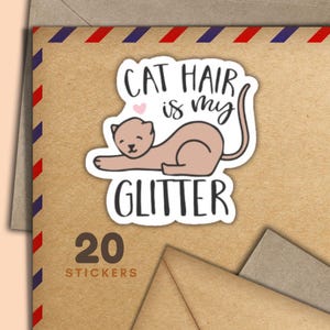 Adesivi con citazioni di gatti, set di 20 fiocchi di adesivi di posta felice, graziosi articoli per amici di penna per etichette di posta ordinaria per decorare buste