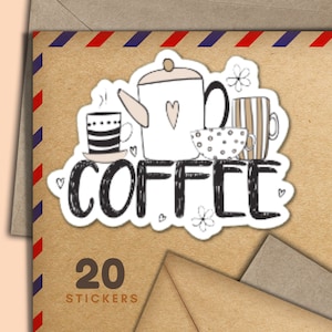Adesivi per tazze da caffè, set di 20 fiocchi adesivi per posta felice, graziosi articoli per amici di penna per etichette di posta ordinaria per decorare buste